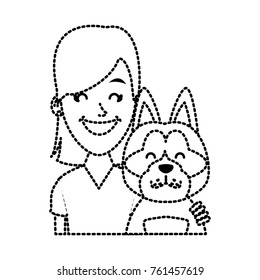 Girl with dog cartoon