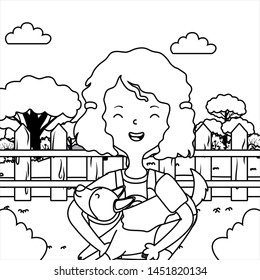 Girl with dog cartoon design