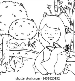 Girl with dog cartoon design