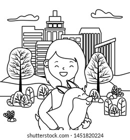 Girl with dog cartoon design
