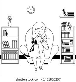 Girl with dog cartoon design