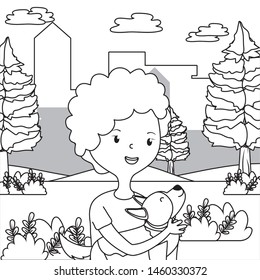 Girl with dog cartoon design