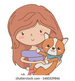Girl with dog cartoon design