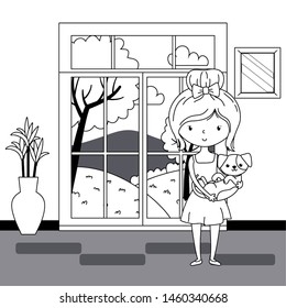 Girl with dog cartoon design