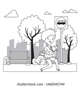 Girl with dog cartoon design
