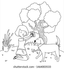 Girl with dog cartoon design