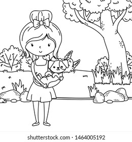 Girl with dog cartoon design