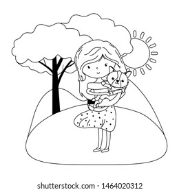 Girl with dog cartoon design