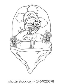 Girl with dog cartoon design