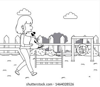 Girl with dog cartoon design