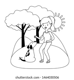 Girl with dog cartoon design