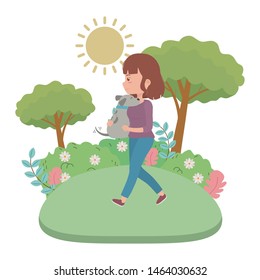 Girl with dog cartoon design