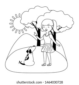 Girl with dog cartoon design