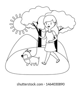 Girl with dog cartoon design