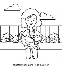Girl with dog cartoon design