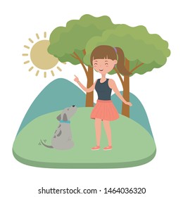 Girl with dog cartoon design