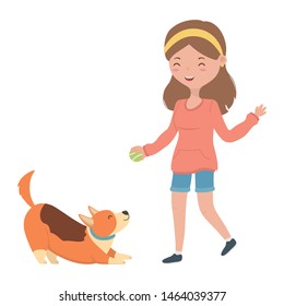 Girl with dog cartoon design