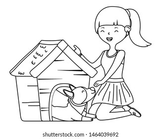Girl with dog cartoon design