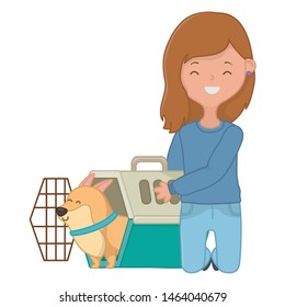 Girl with dog cartoon design