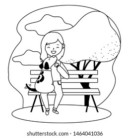 Girl with dog cartoon design