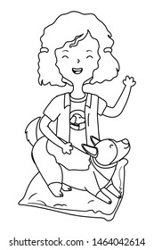 Girl with dog cartoon design