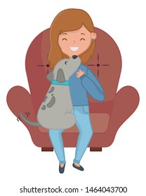 Girl with dog cartoon design