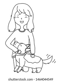 Girl with dog cartoon design