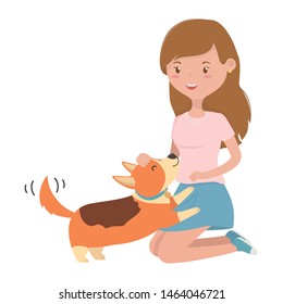 Girl with dog cartoon design