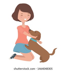 Girl with dog cartoon design