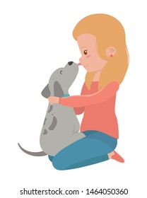 Girl with dog cartoon design