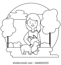 Girl with dog cartoon design