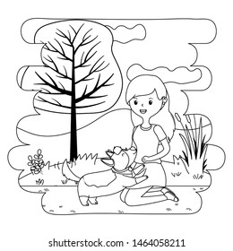 Girl with dog cartoon design