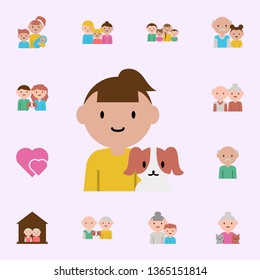 girl, dog cartoon icon. family icons universal set for web and mobile