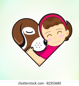 girl and dog embrace love