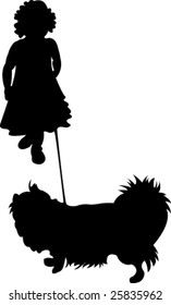 girl with dog - vector