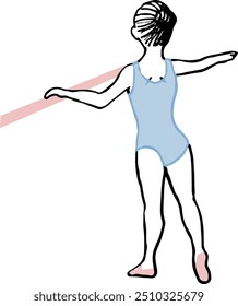 A girl doing ballet barre lessons.