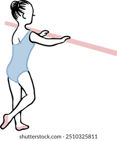 A girl doing ballet barre lessons.