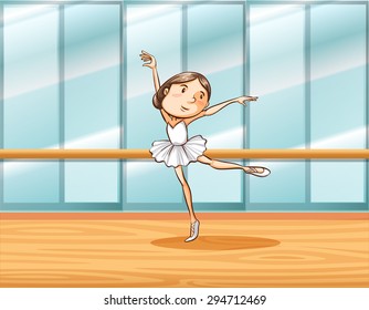 Girl doing ballet dancing in the room