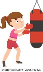 girl doing boxing with a punching bag exercise