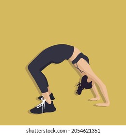 Girl doing bridge exercise vector illustration