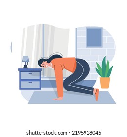 Girl doing crow position yoga illustration