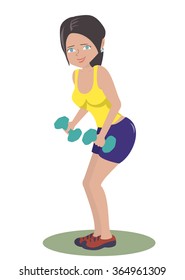 girl doing exercise with dumbbells