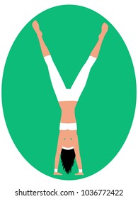 Girl doing an exercise handstand