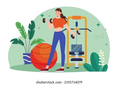 Niña haciendo ejercicio Concepto de ilustración sobre fondo blanco