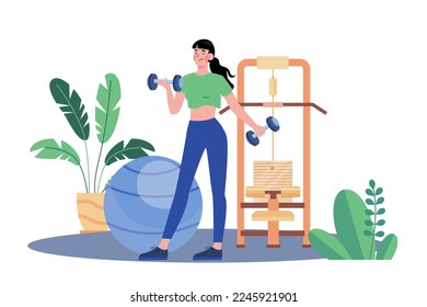 Girl Doing Exercise Illustration concept on white background