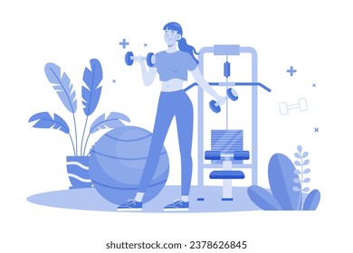Girl Doing Exercise Illustration concept on a white background