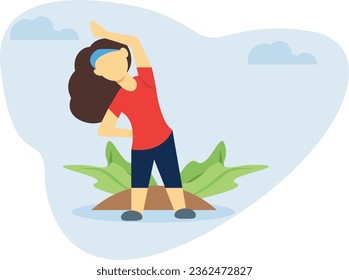 La chica haciendo ejercicio en el parque.