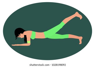 Girl doing an exercise plank lifting one leg