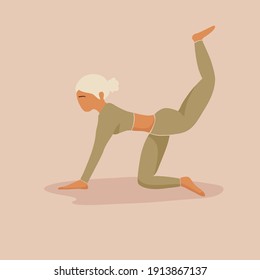 Girl doing , exercise. Woman workout fitness, aerobic and exercises. Vector Illustration.