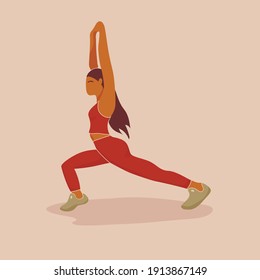 Girl doing , exercise. Woman workout fitness, aerobic and exercises. Vector Illustration.